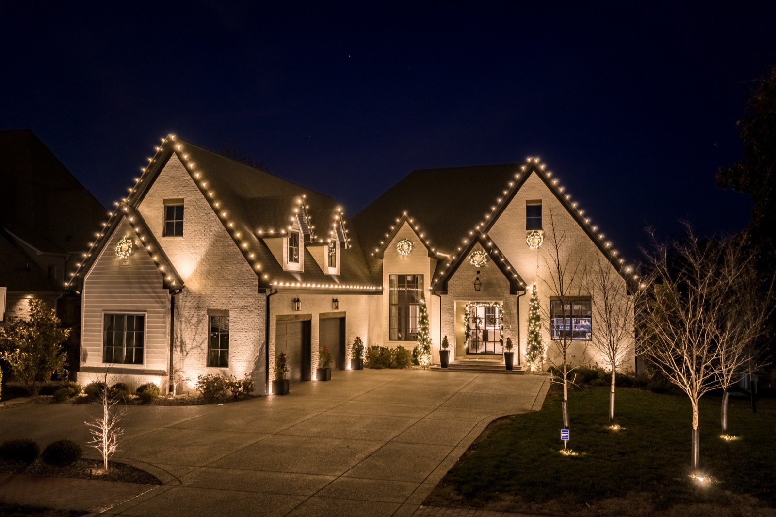 Outdoor lighting project at night, Middle Tennessee