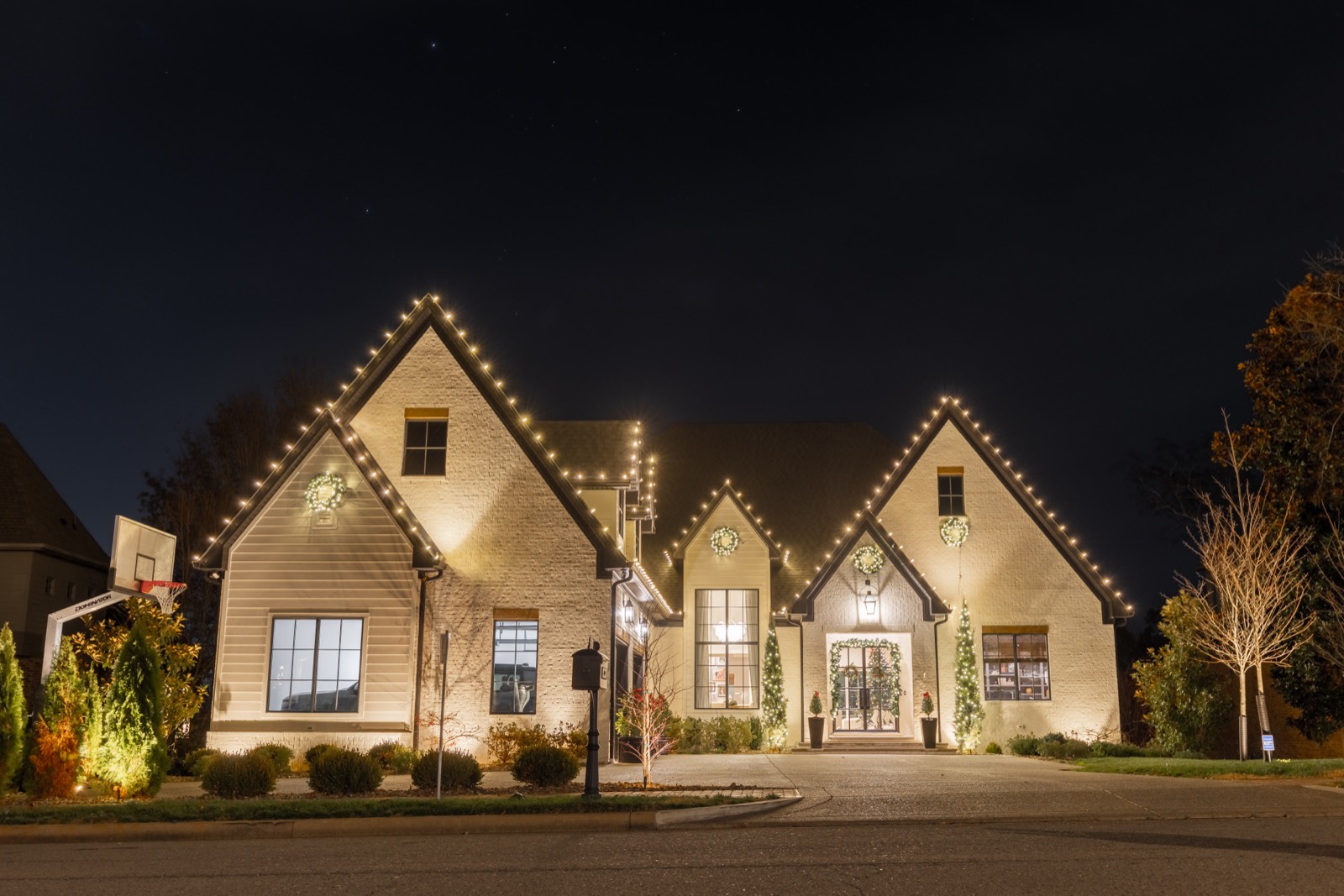 Outdoor lighting project at night, Middle Tennessee