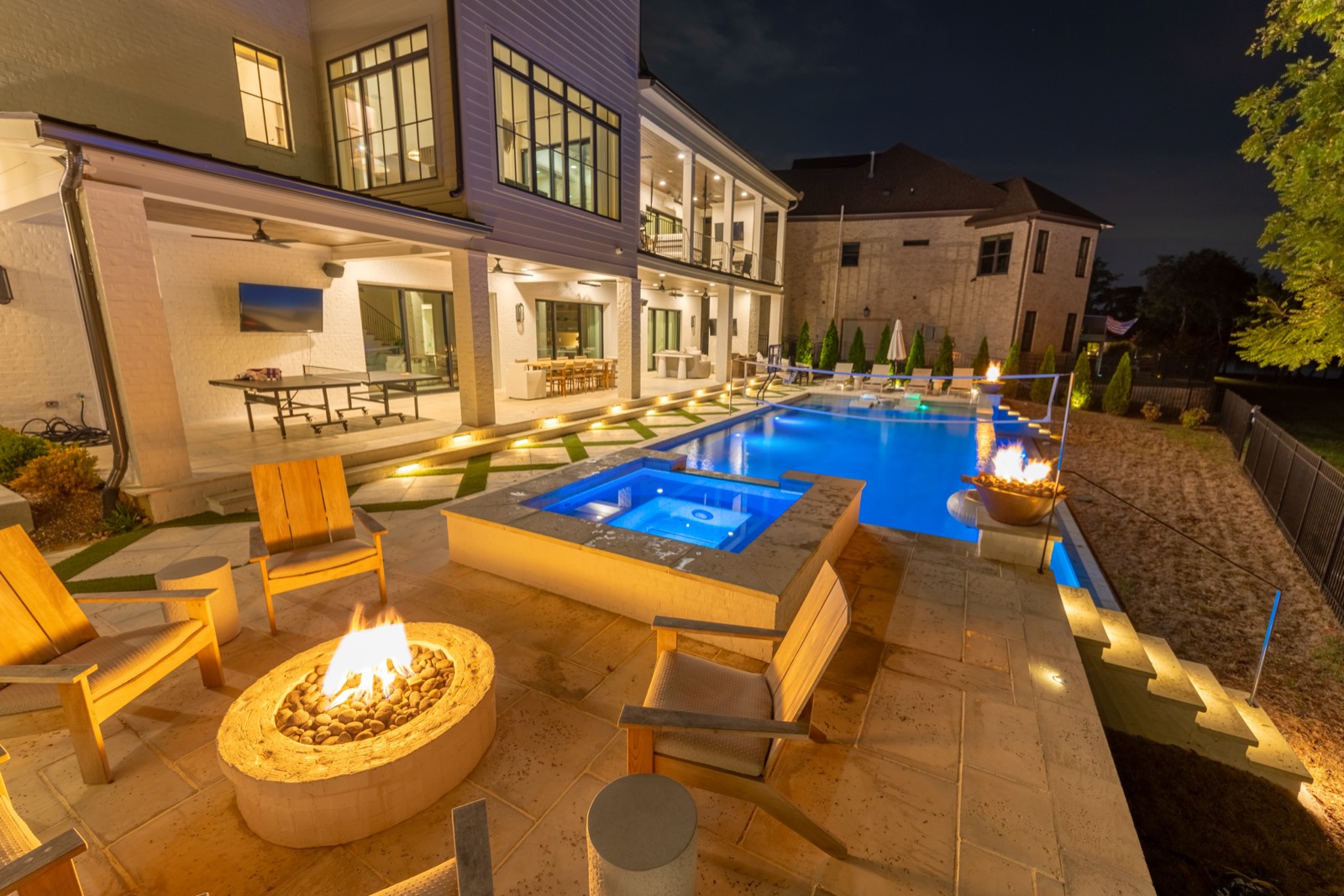 Outdoor lighting project at night, Middle Tennessee