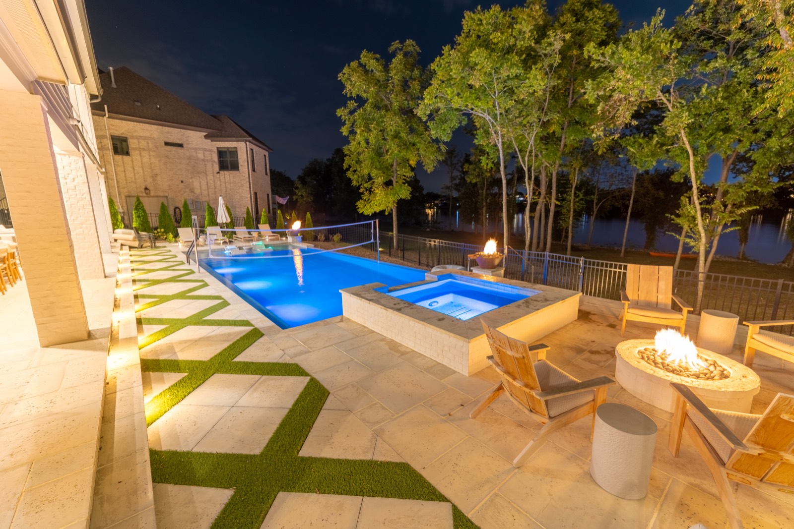 Outdoor lighting project at night, Middle Tennessee